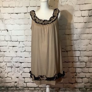 MAGGY LONDON BROWN BLACK RUFFLE DRESS SIZE 8